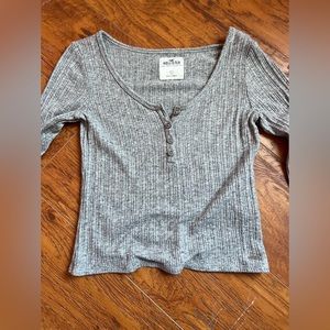 Gray cropped Henley top